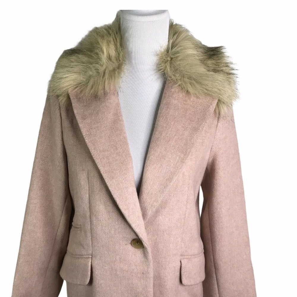 Topshop Monica-Faux Fur Detachable Collar Jacket - Picture 3 of 12